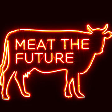 1 mtf neon sign mnh etc Meat the Future exhibition neon sign